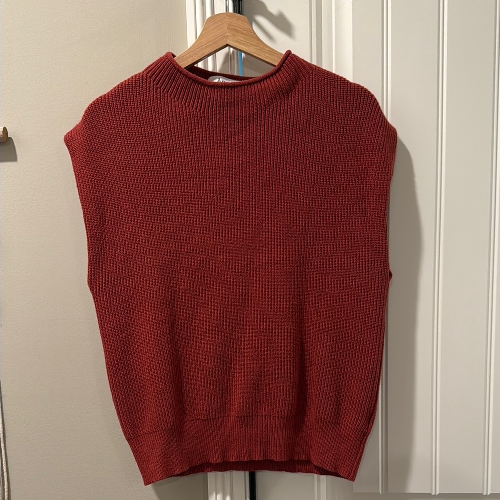 Red Sleeveless Knit Sweater